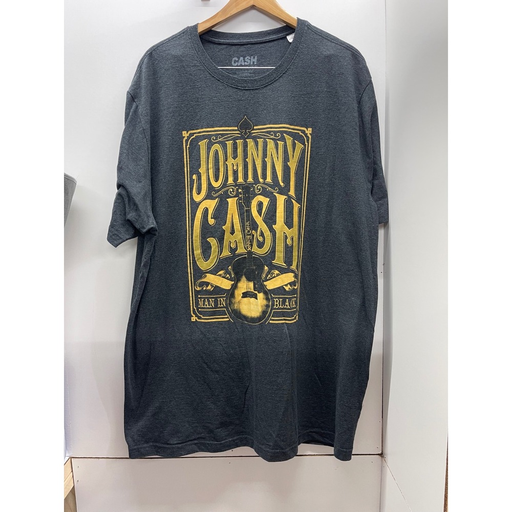Johnny Cash Man in Black Graphic T-Shirt Charcoal Grey 3XLT Mens Tall